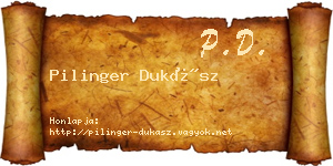 Pilinger Dukász névjegykártya